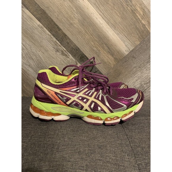 Asics Gel Nimbus 15 Women’s Size 8 Running Shoes Purple Lime Yellow T3B5N - Picture 1 of 8